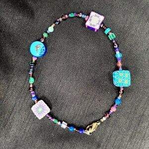 ARTIST MADE BRACELET WITH POLYMER CLAY CANED BEADS